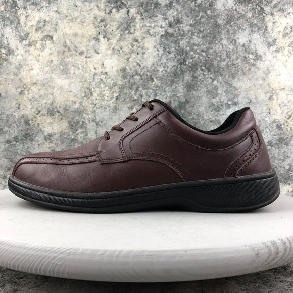 OrthoFeet Men\'s Size 13 2E WIDE Gramercy Brown Leather Dressy Oxfords Shoes 467 main image 6